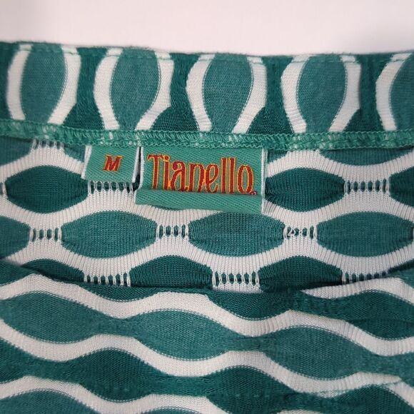 Tianello Top Womens Medium Teal Ballet Tee Wave pattern Art Colorful USA - Picture 5 of 9